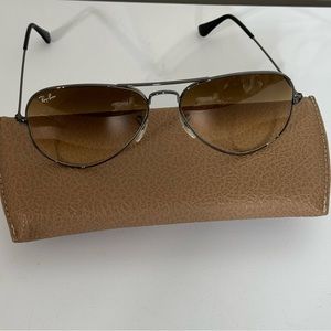 Ray Ban Aviator Sunglasses 3025 004/51 Gunmetal/Brown 58MM Authentic